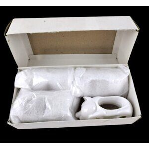 Pig Napkin Holders Vintage Shafford White Glossy Animal Rings Taiwan Set of 4